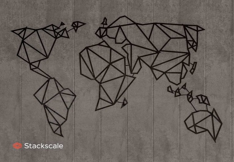 World map drawing representing the connections of Internet Servers worldwide