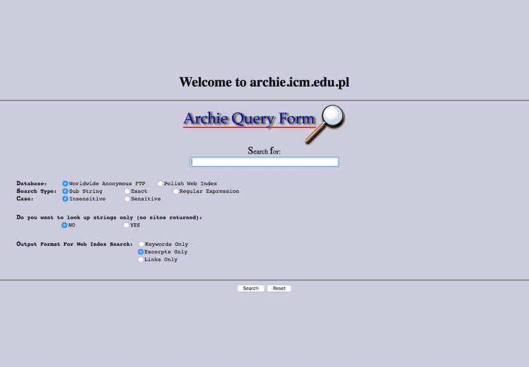 Archie legacy server at the University of Warsaw in Poland
