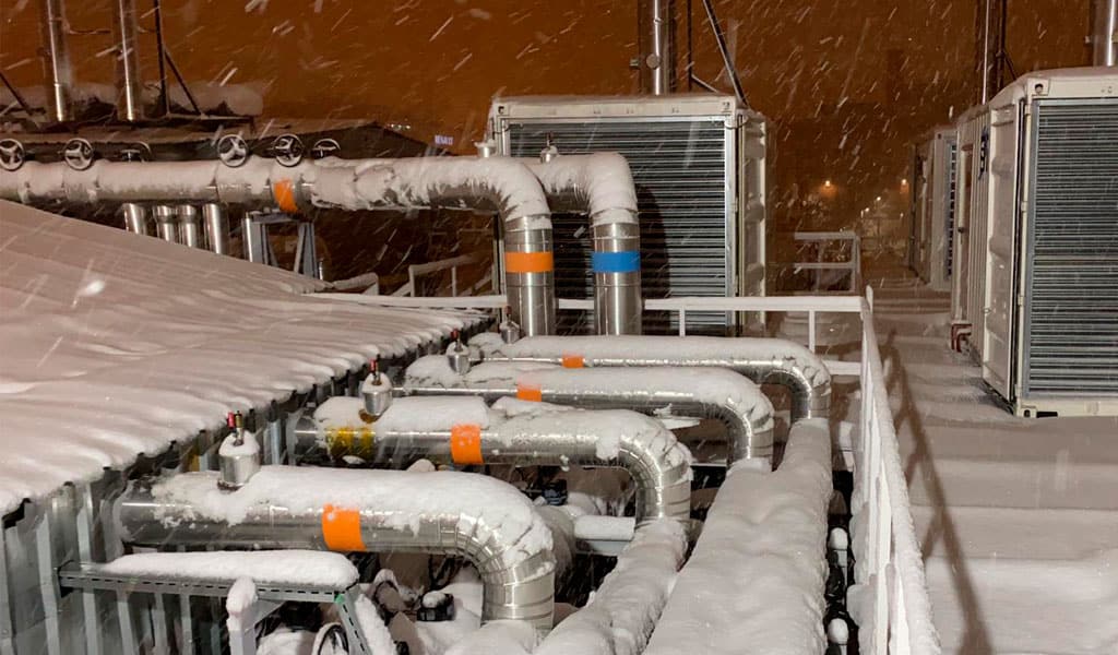 Interxion data center rooftop during the heavy snowfall in Madrid