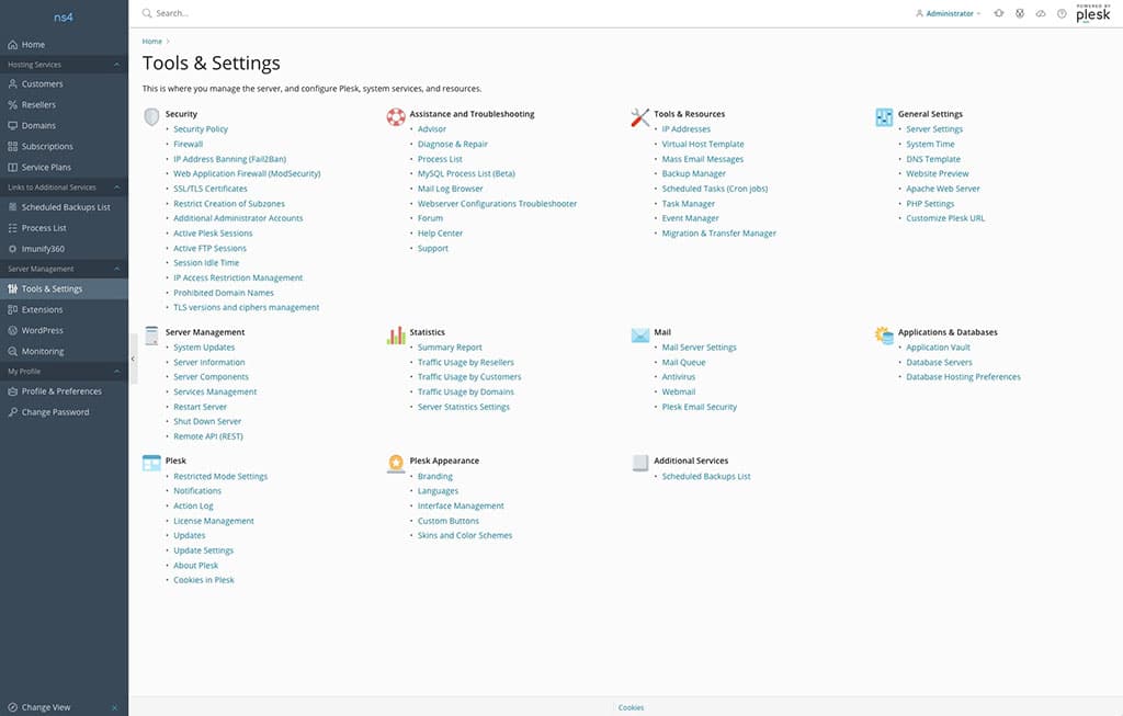 Panel de control Plesk