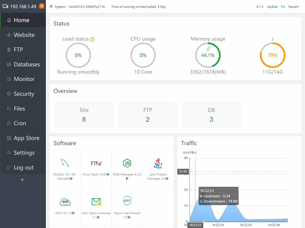 aaPanel control panel