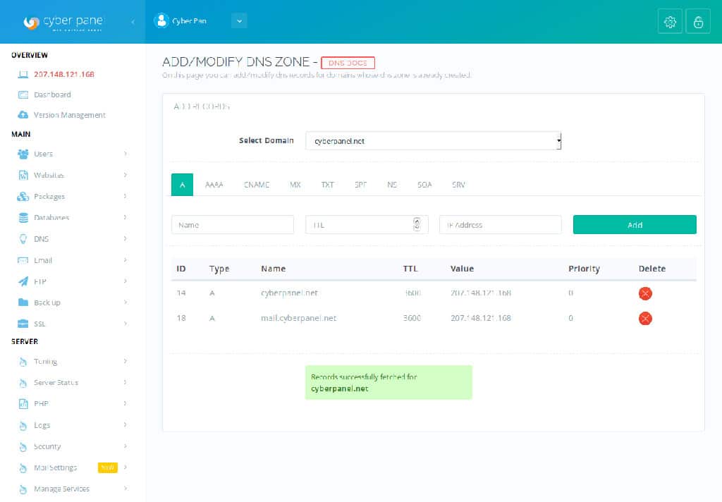 CyberPanel web hosting control panel