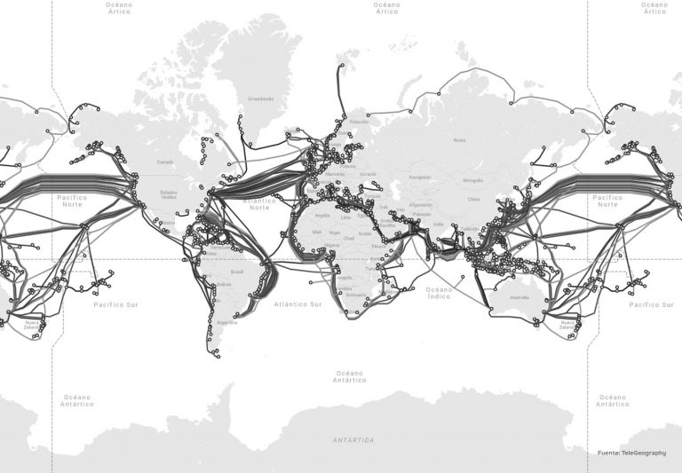 Mapamundi de cables submarinos